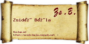 Zsidó Béla névjegykártya